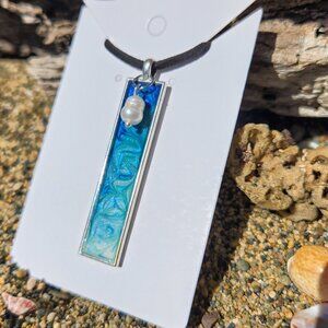 Artisan Crafted Shoreline Charm Necklace with Freshwater Pearl